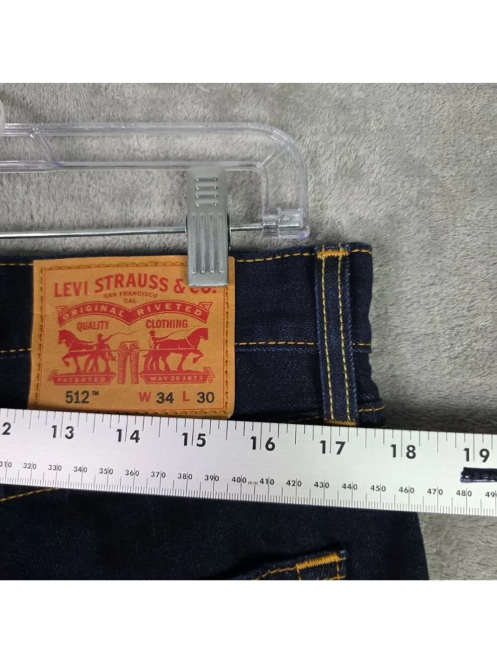 Mens Levis 512 Slim Taper Denim Blue Jeans Dark Wash Cotton Blend Size 34x30
